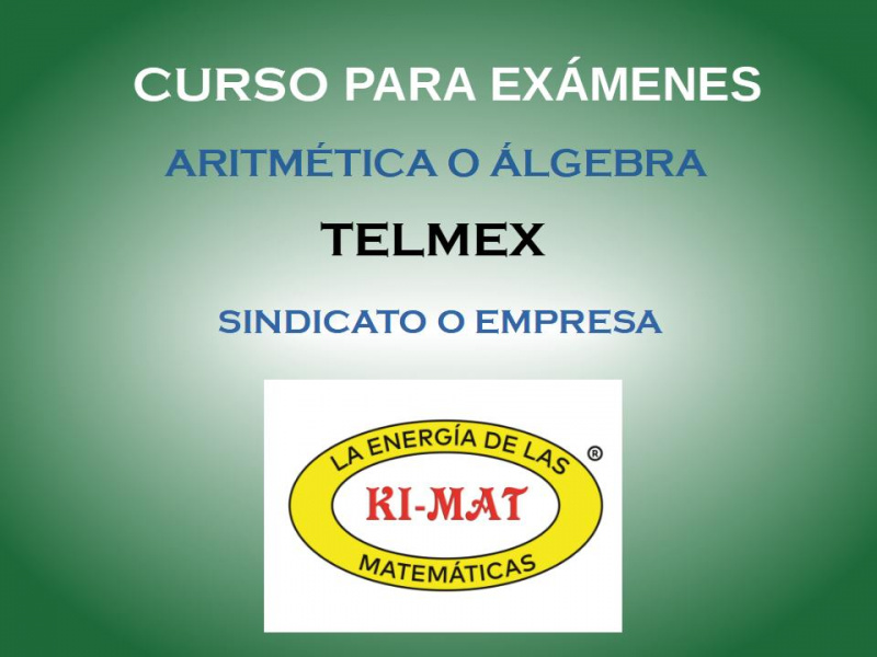 Cursos examen TELMEX Algebra o Aritmética