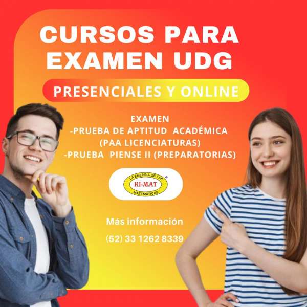 Curso para examen de admision UDG licenciaturas y preparatoria